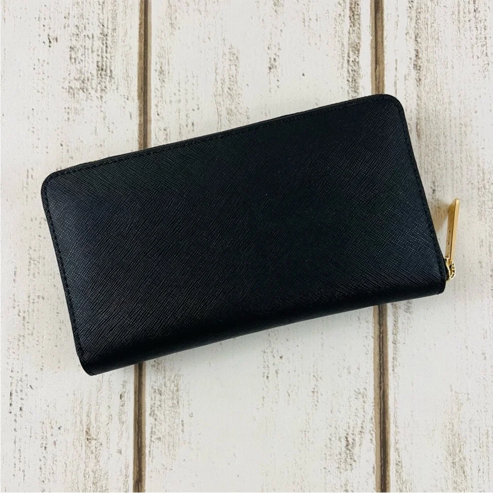 Michael Kors Jet Set Medium Zip Around Wallet Black